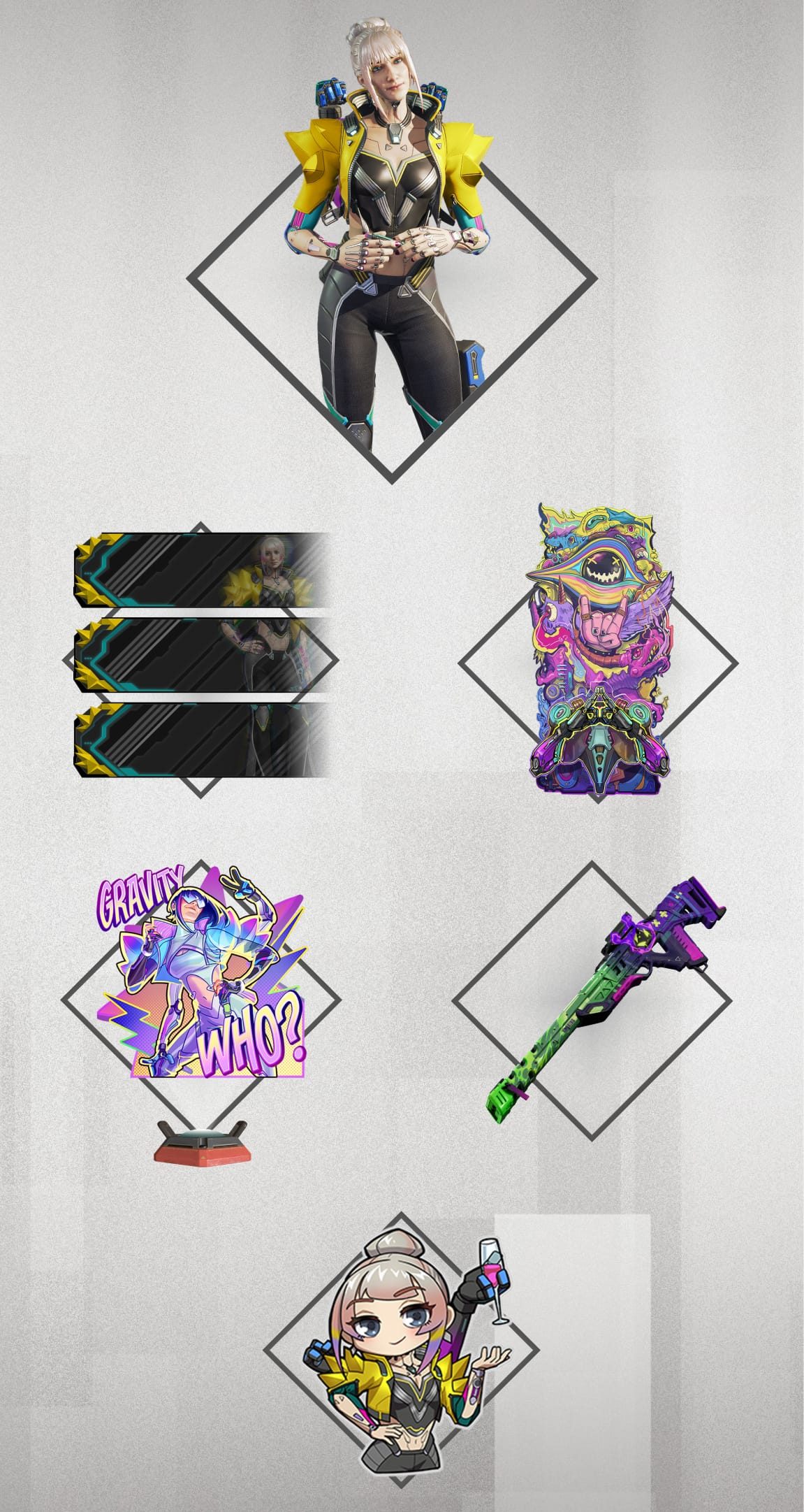 Legend tab asset for Horizon showing off her battle pass rewards.
