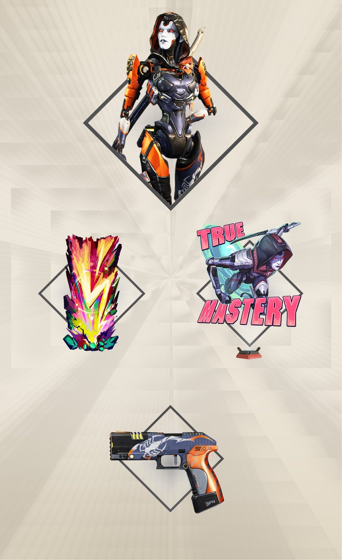 Legend tab asset for Ash showing off her battle pass rewards.