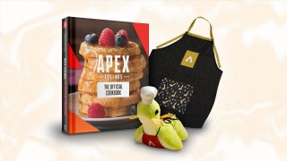 The official Apex Legends cook book, apron and chef Nessie plush.