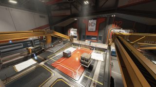 An inside shot of Production Yard showing the location of one of the bases and some ziplines.