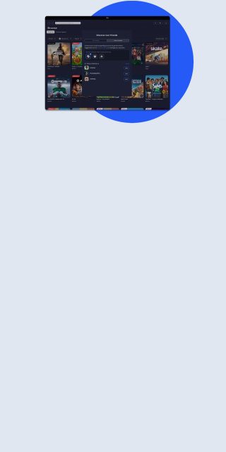 Screenshot of the EA App  "Discover new friends" section on a light grey banner with a round geometric shape.