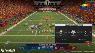 In-game College Football 27 screen showing a match-up against between UCLA and USC.