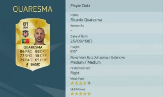 Quaresma FIFA 19 - 86 - Rating and Price