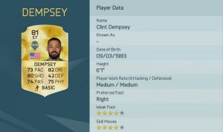 Clint Dempsey FIFA 18 - 92 - Rating and Price