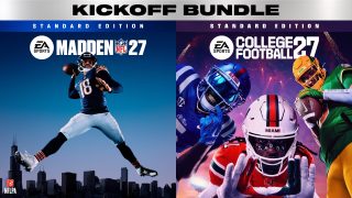 Composite image showing the cover art for the Kickoff Bundle featuring Madden NFL 27 Standard Edition and College Football 27 Standard Edition.