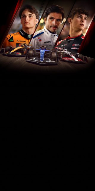 Artwork of the F1 25’s Standard Edition game cover featuring photographs of Oscar Piastri, Carlos Sainz, and Oliver Bearman with each of their cars represented