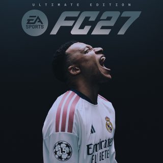 Copertina dell'Ultimate Edition di EA SPORTS FC™ 27 con Kylian Mbappé ritratto di profilo su uno sfondo scuro.