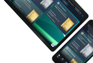 Vista ritagliata e angolare di un tablet e dello schermo di un dispositivo Mobile che mostrano l'interfaccia della Companion App di FC.