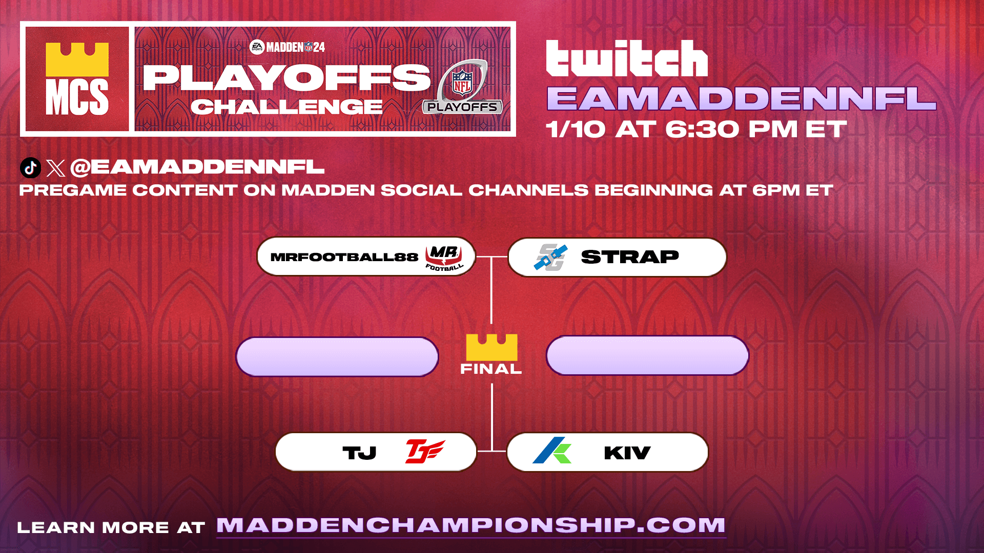 MADDEN 24 NFL MCS PLAYOFF CHALLENGE FINALISTS