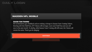 In game screenshot of Season Team Training updates for tokens