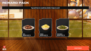 in game screenshot of rewards pack including meals