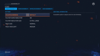 Gameplay settings screen.
