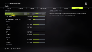 This picture show the Penalties Settings listed below. 