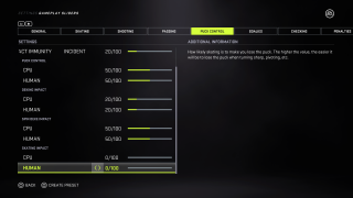 This picture shows the Puck Control Settings listed below.