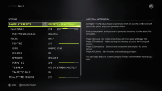 This picture shows the first screen of the Rules settings menu.