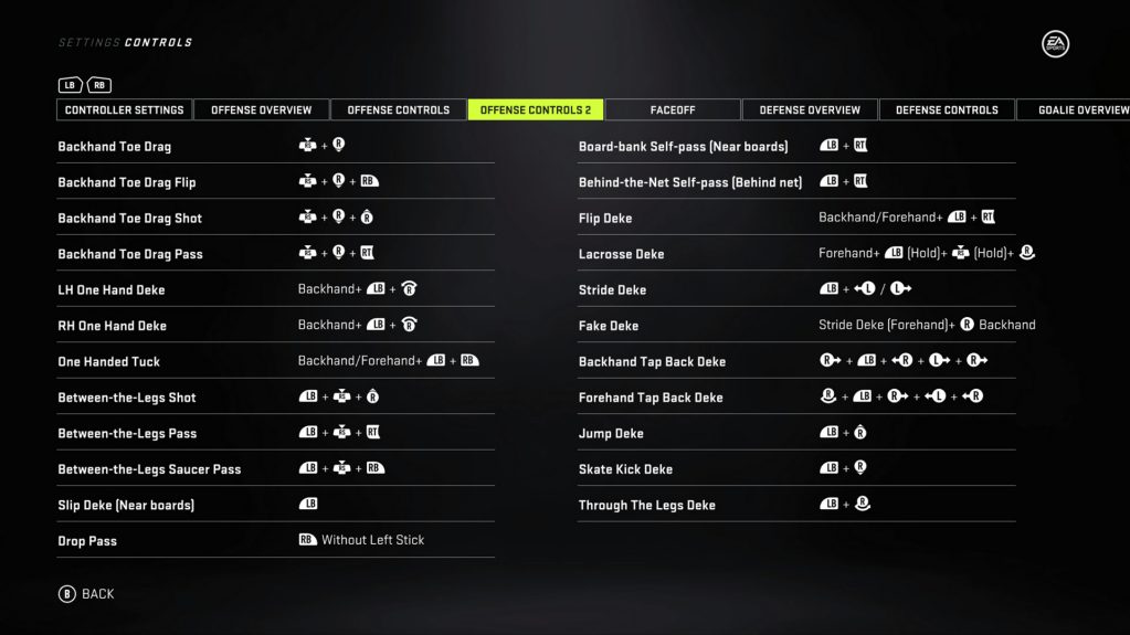 NHL 21 Controller Settings For Xbox One