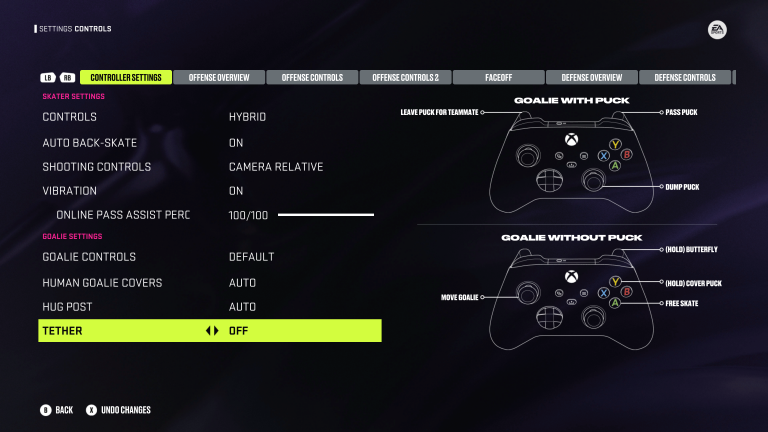 NHL® 24 Hybrid &amp; Goalie Controls Update