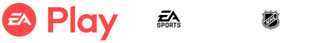 Koostekuva, jossa EA Play -logo punaisena ja EA SPORTS NHL 26 -logo valkoisena.