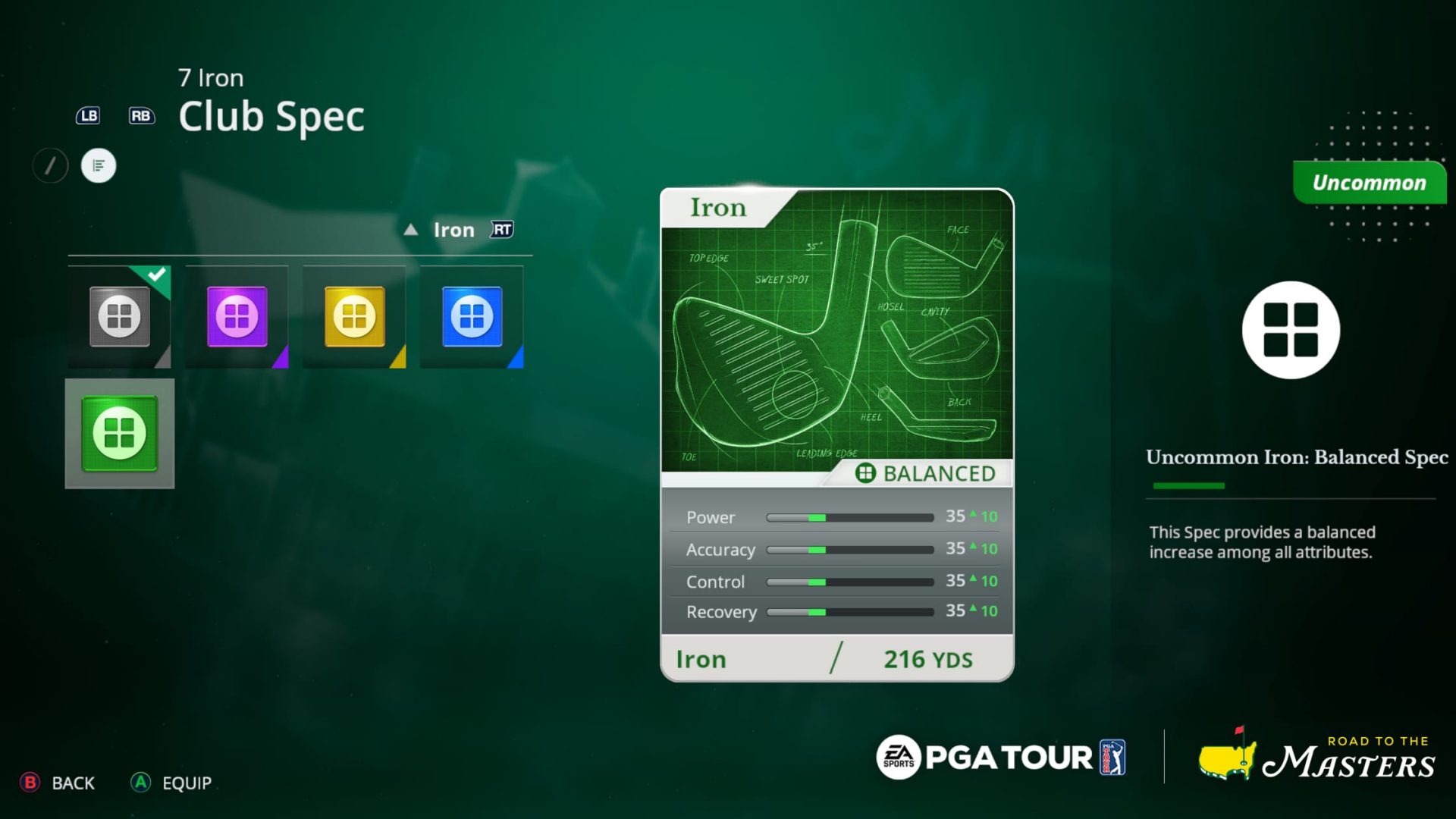 ea pga tour club specs