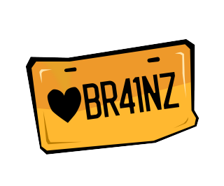 Image of a sign reading "BR41Nz" with a tiny heart, imitating a license plate