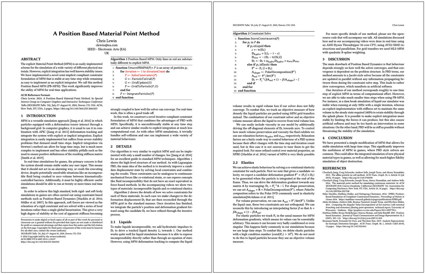 A Position-Based Material Point Method