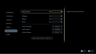 This image shows the Audio settings listed below.
