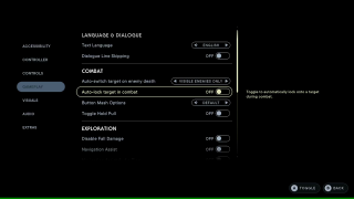 This image shows the Gameplay settings listed below. 