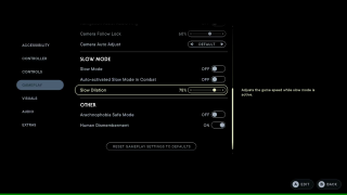 This image shows the Gameplay settings listed below. 