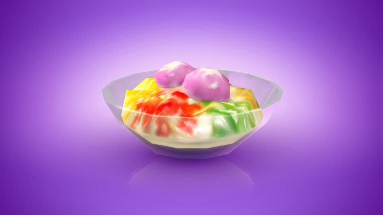 Farbenfrohes Halo-Halo, das von Die Sims™ 4 Zu vermieten inspiriert wurde