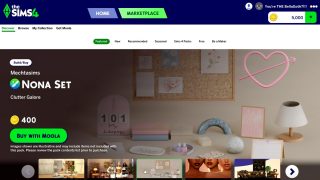 新しいマーケットプレイスのウェブページのスクリーンショット。プレイヤーはそこでMakerコンテンツをMoolaで閲覧・購入できます。