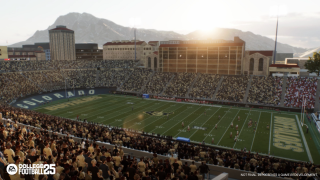 Overshot of the Colorado Buffaloes' Folsom Field stadium, rendered in College Football 25