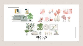 March bundle consisting of a set of pink and a set of white & green decor items - cushions, paintings, candles and vases