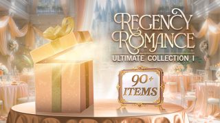 A half opened gift box with light emanating from inside sits on a round table. Alongside it is a tent card that reads "90+ items".