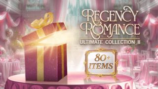 A half opened gift box with light emanating from inside sits on a round table. Alongside it is a tent card that reads "80+ items".