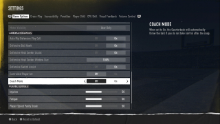 Coach Mode Settings in Game Options