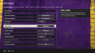 Skill Level Settings in Game Options 