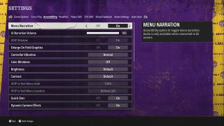 Menu Narration Settings in Accessibility