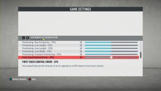 The picture shows the User Player Customisation Game Settings listed below.