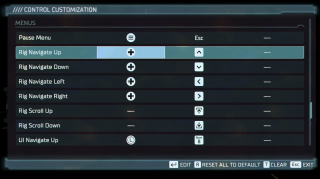 This image shows the Flight Control Customization settings listed below.