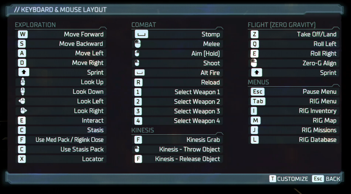 Esc menu