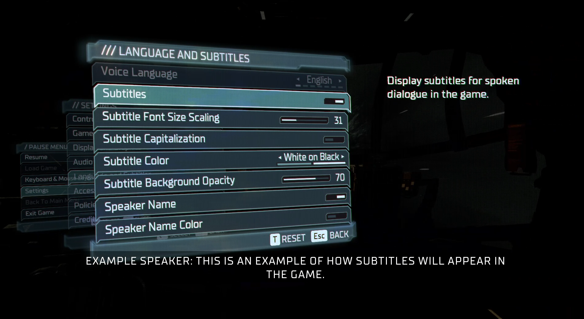 Dead Space Language & Subtitles Settings For PC - An Official EA Site