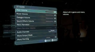 This image shows the Audio settings listed below.