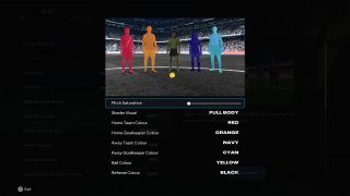 A visual preview of contrast settings in FC 26, showcasing effects of various settings on player models.