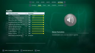 This image shows the Audio settings listed below.