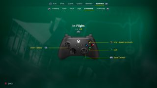 This image shows the controller button layout for the In Flight preset.