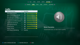 This image shows the Audio settings listed below.