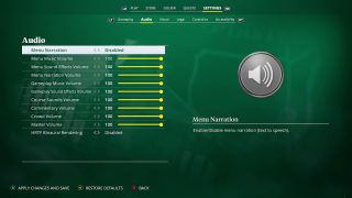 This image shows the Audio settings listed below.