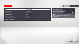 This image shows the benchmark mode settings listed below.