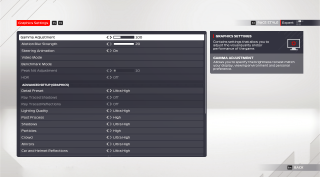 This image shows the graphics settings listed below. 