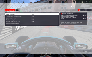 This image shows the time trial settings listed below.